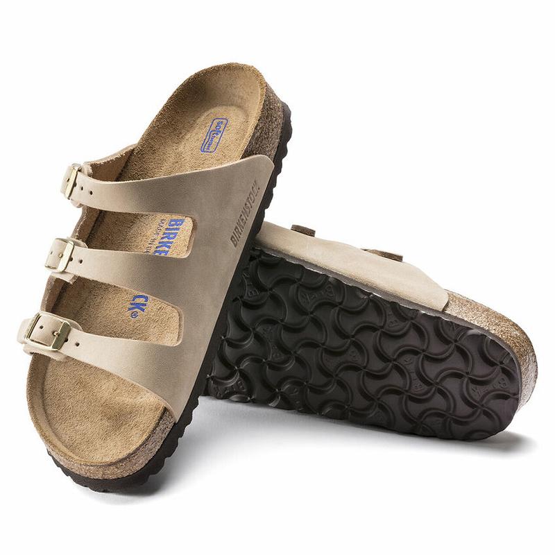 Birkenstock Fresh Soft Foot Bed Nubuck Florida Dame Beige | DK 454QMA